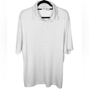 Rorie Wheelan Golf Men’s Sz Lrg White Blue Polka Dot Athletic Sports Polo Shirt